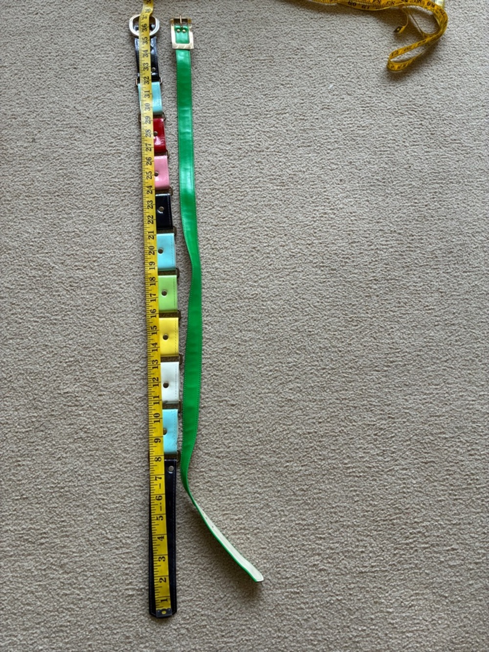 Colorful Leather Belt with Green Strap